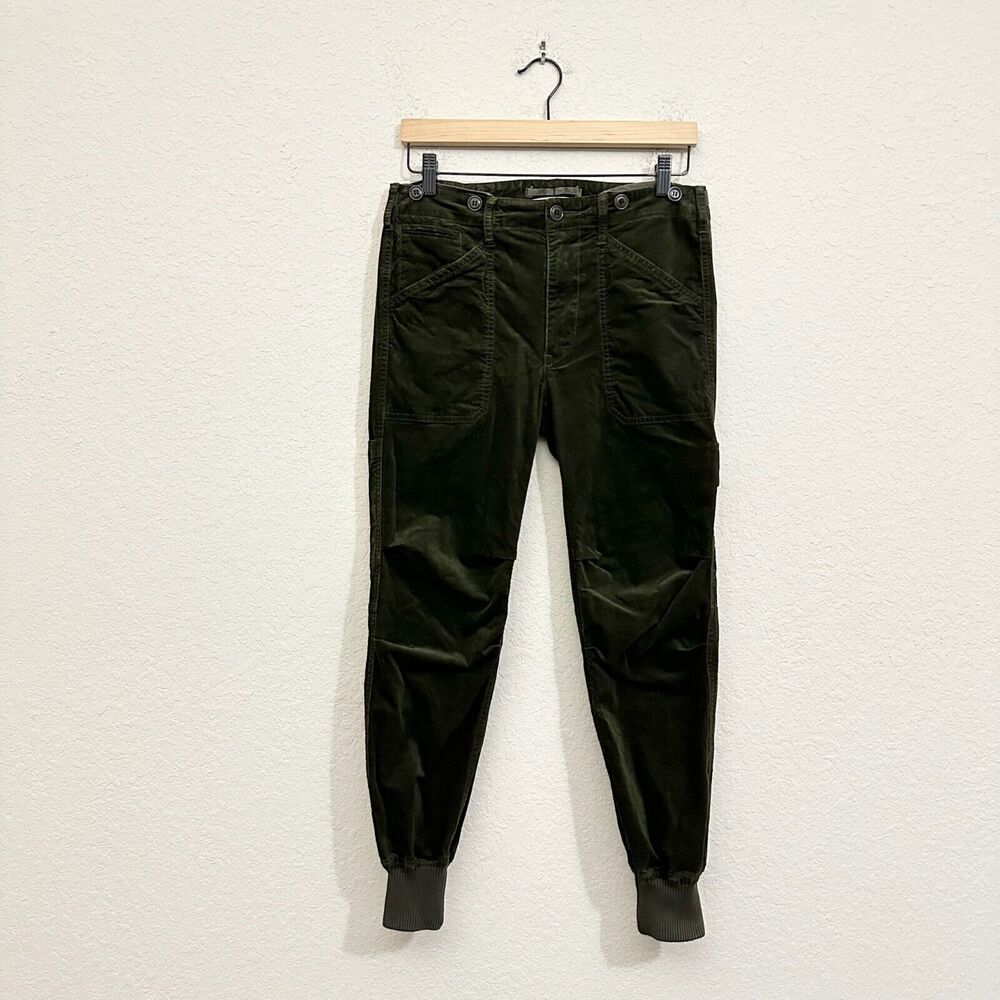 VINCE Slouchy Corduroy Military Pants Slim Fit in Olive